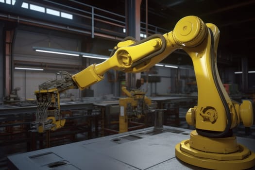 Robotic arm industrial automated. Future processor. Generate Ai