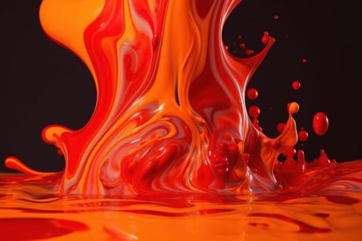 Splashing red liquid. Water wave flow. Generate Ai