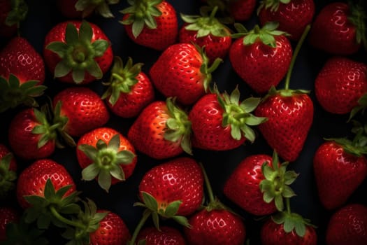 Strawberry background. Summer ripe color. Generate Ai