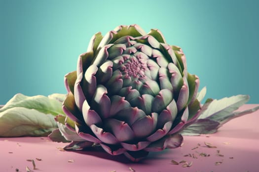 Green artichoke on table. Fresh food. Generate Ai