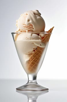 Creamy vanilla ice cream served in a clear glass sundae dish