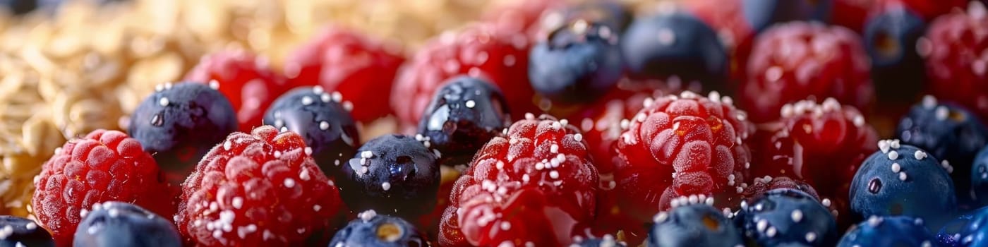 A close up of a bunch of berries that are red and blue