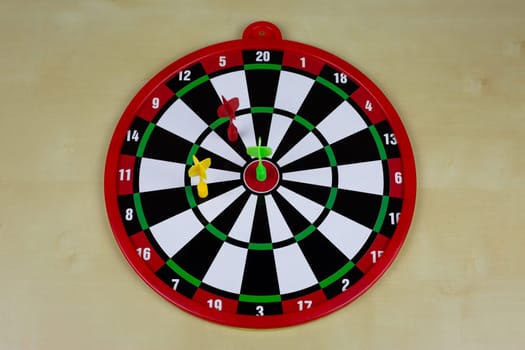 Round magnetic dart target on table, plastic darts with magnet for children safety playing