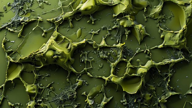 A green paint with a lot of different colors on it