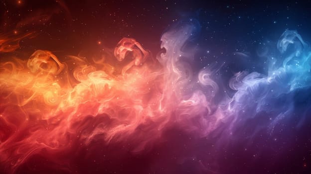 A colorful abstract image of a nebula with stars and planets