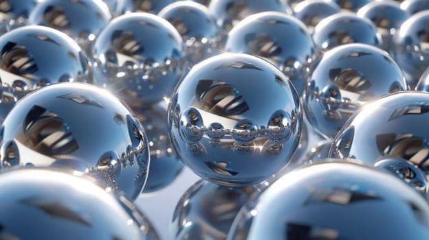 A group of shiny balls are arranged in a circle