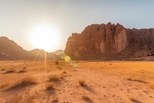 Desert summer mountain. Hot sand. Generate Ai