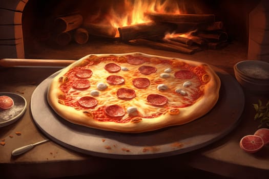 Tasty oven pizza. Cuisine cooking. Generate Ai