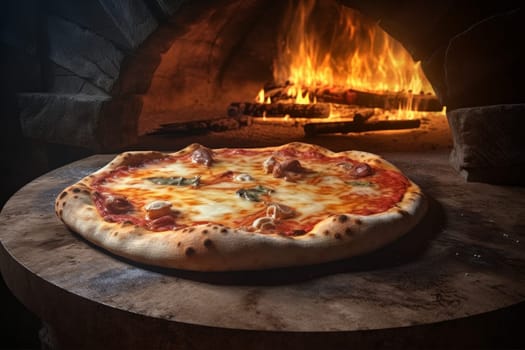 Pizza oven fire. Cuisine cooking. Generate Ai