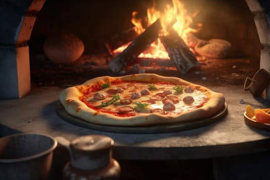 Pizza oven food. Cuisine cooking. Generate Ai