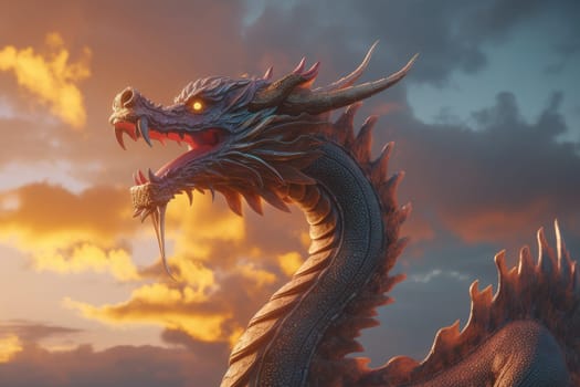 Chinese myth dragon. Creature legend. Generate Ai