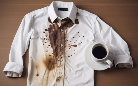 Coffee stained shirt. Care drink. Generate Ai