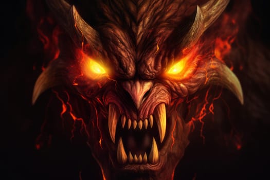 Devil fire closeup. Fire demon satan. Generate Ai