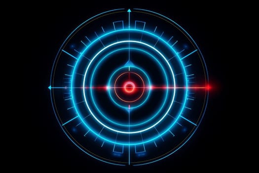 Glowing cyber target circle. Digital space. Generate Ai