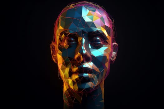 Abstract human face. Person studio. Fictional person. Generate Ai