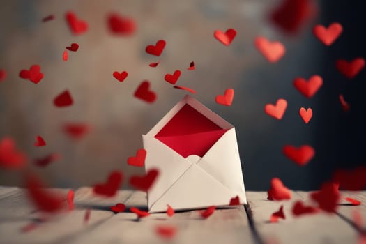 Red white envelope. Romance mail. Generate Ai