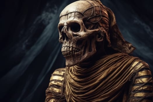 Ancient mummy spooky. Evil dead. Generate Ai