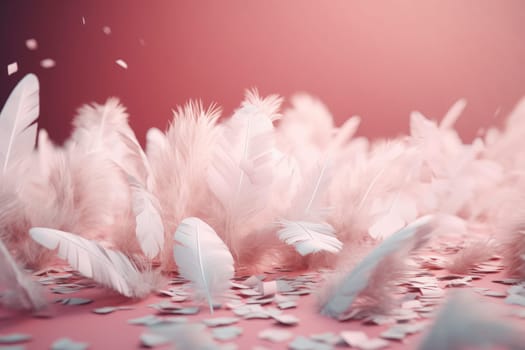 Fluffy pink feathers. Fashion light. Generate Ai