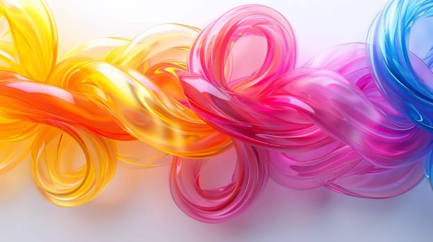 A close up of a bunch of colorful ribbons that are twisted together