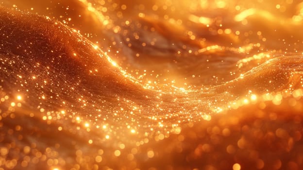 A close up of a golden liquid with sparkling lights