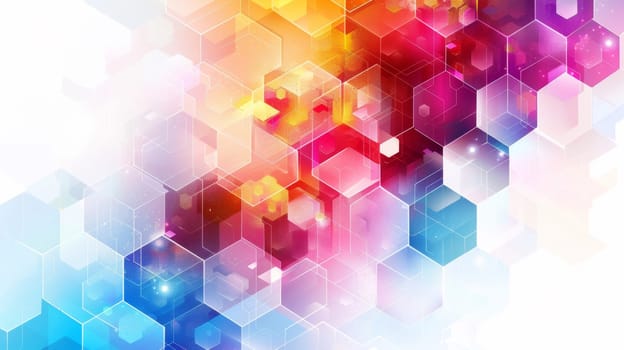 A colorful abstract background with a geometric pattern of hexagons