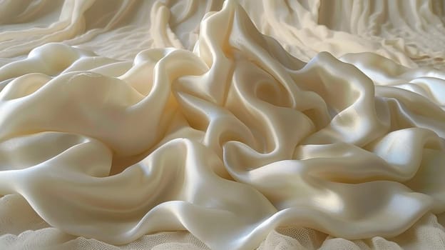 A close up of a pile of white cloth on top of some fabric