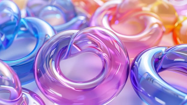 A bunch of colorful glass rings are arranged in a circle