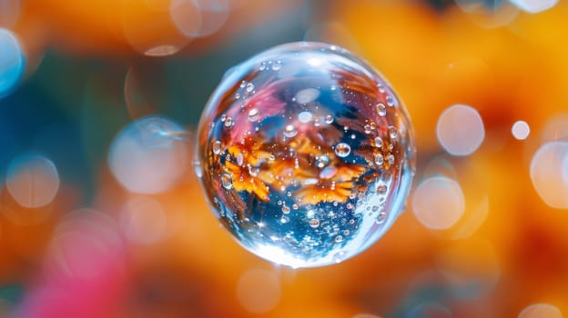 A close up of a bubble with water inside it