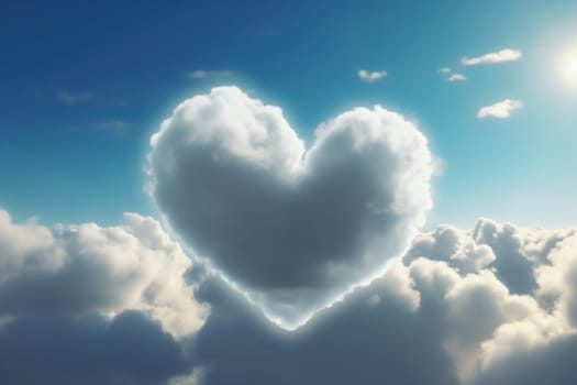 Cloud heart shaped. Clear air view. Generate Ai