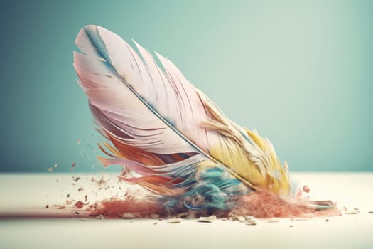 Feather pastel colors. Graphic card. Generate Ai