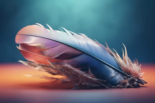 Feather pastel colors art. Abstract backdrop bird. Generate Ai