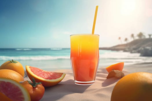 Fresh juice fruits mango. Healthy glass. Generate Ai