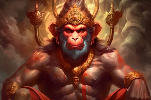 Hanuman monkey god. Indian religion. Generate Ai