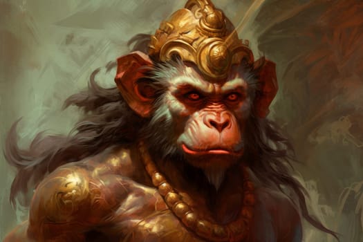 Hanuman monkey god religion. Asia travel. Generate Ai