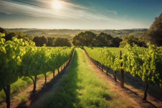 Vineyard landscape. Italy winery country. Generate Ai