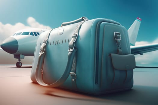 Travel bag airplane. View cruise. Generate Ai