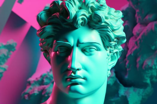 David Apollo head. Creative art bust. Generate Ai