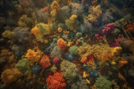 Birds view of forest. Nature travel landscape. Generate Ai