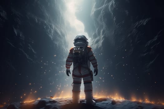 Astronaut discover universe. Future star. Generate Ai
