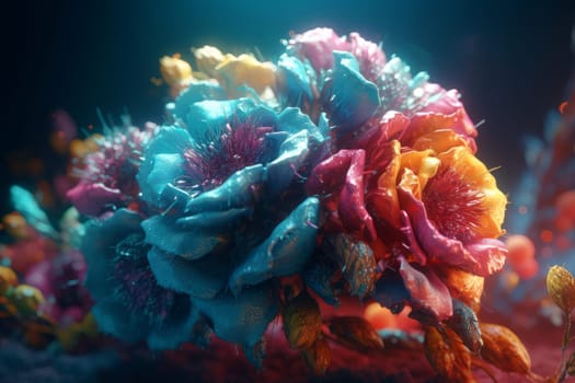 Colorful fantasy bud brush. Flora creative. Generate Ai