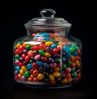 Multicolored candy jar. Dessert sugar glaze. Generate AI