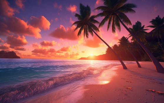 Tropical beach scene. Ocean travel. Generate Ai