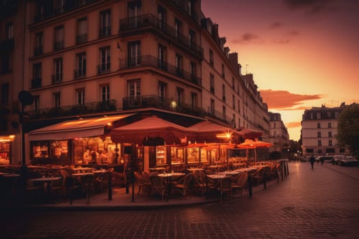 Street paris cafe. City travel. Generate Ai