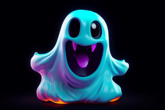 Smiling 3d cartoon ghost. Costume party. Generate Ai
