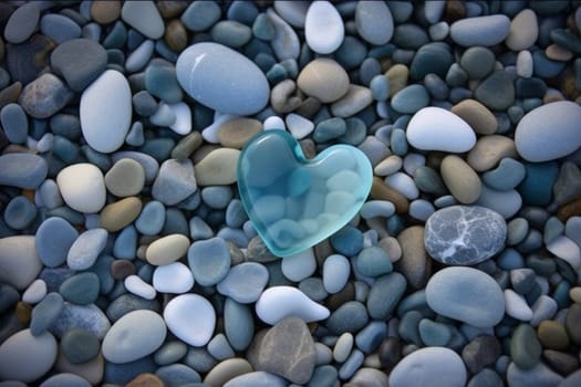 Sea transparent pebbles. Beach sand rock. Generate Ai