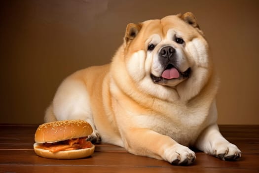 Fatty dog pet cute. Animal food. Generate Ai