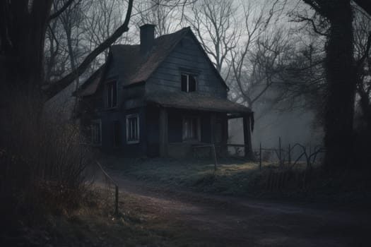 Old hunter house creepy. Home country. Generate Ai