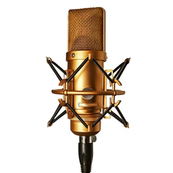 Gold studio retro broadcast microphone ai generated image