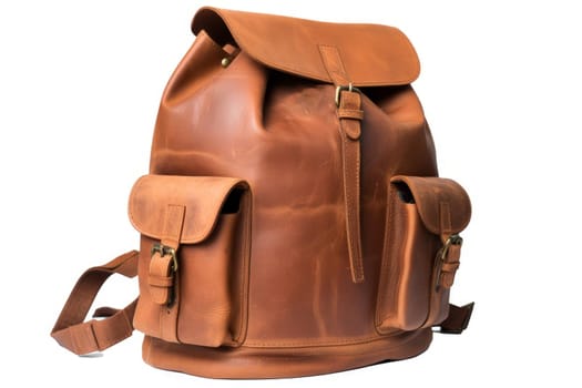Leather travel backpack. Fashion equipment. Generate Ai