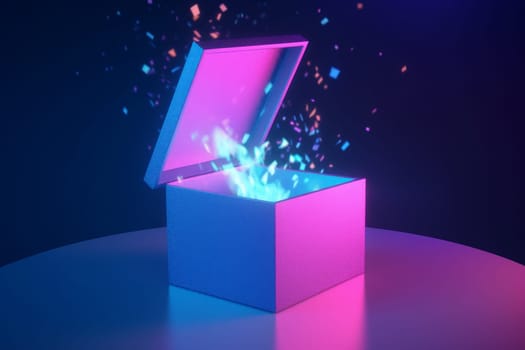 Magic gift box confetti. Happy present. Generate Ai